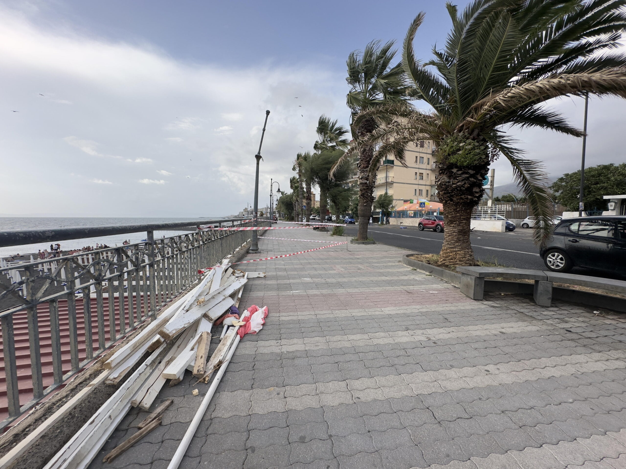 Whirlwind damages structures in Naples coastal area of Torre del Greco
