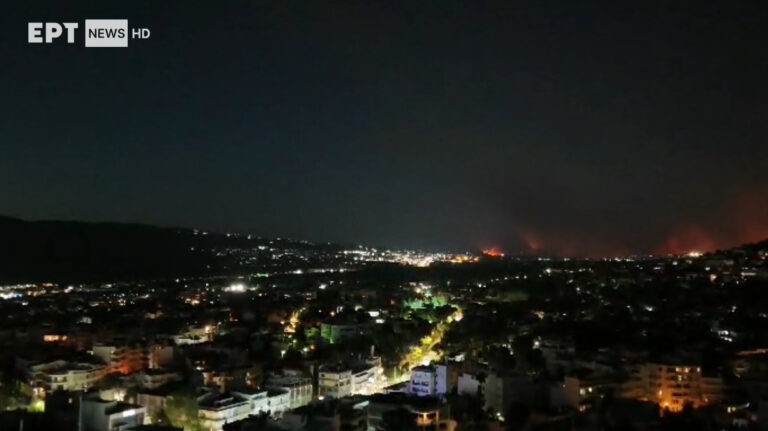 Φωτιά στον Βαρνάβα: Η εικόνα του πύρινου μετώπου από drone