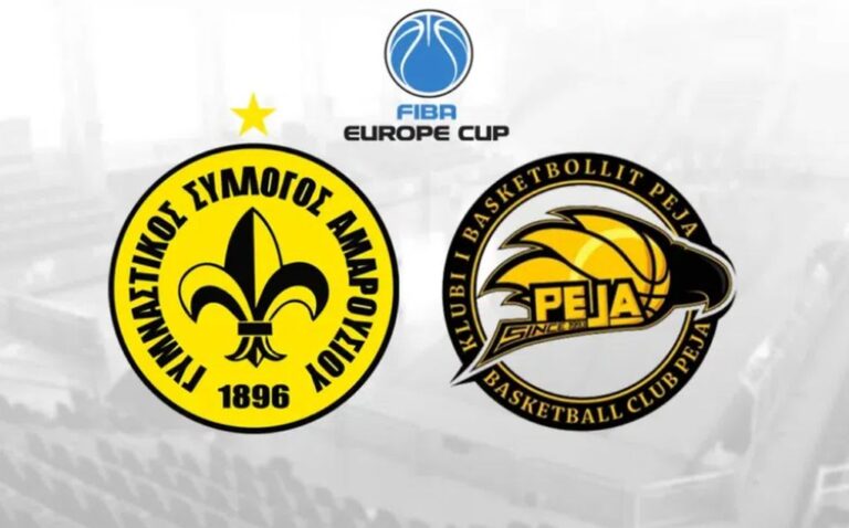 Live streaming: Δείτε τον αγώνα μπάσκετ Μαρούσι-Πέγια για το Europe Cup (20:30, ΕΡΤ3)