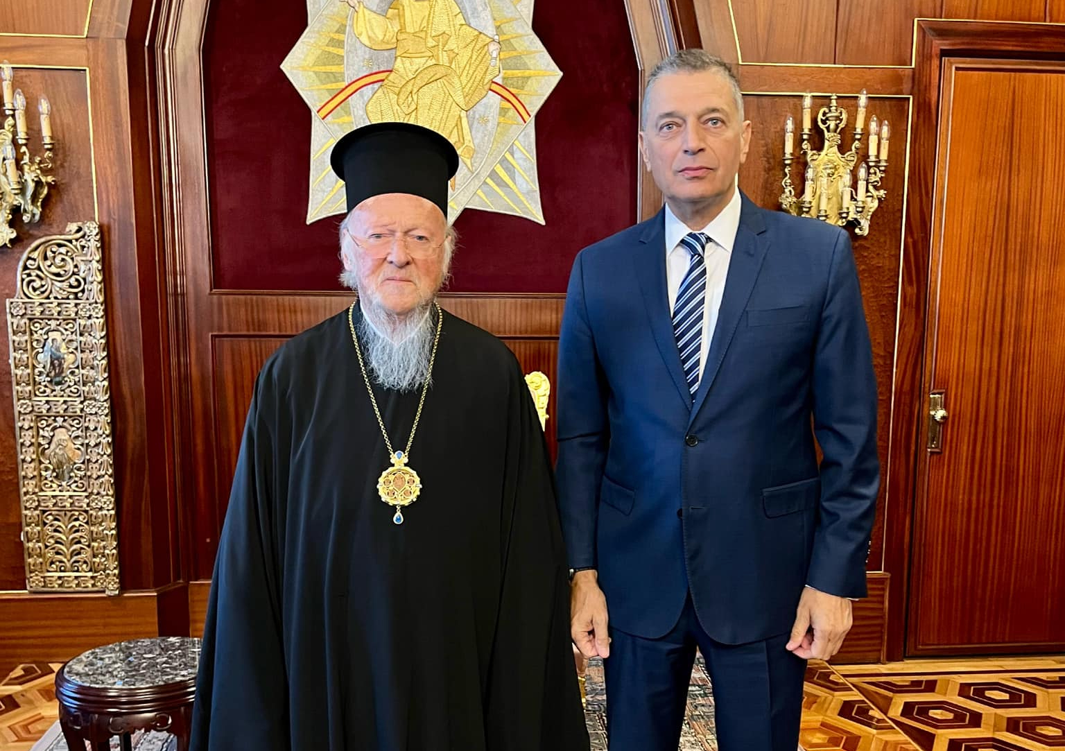 Συνάντηση Οικουμενικού Πατριάρχη Βαρθολομαίου με τον διοικητή του Αγίου Όρους Αλκιβιάδη Στεφανή