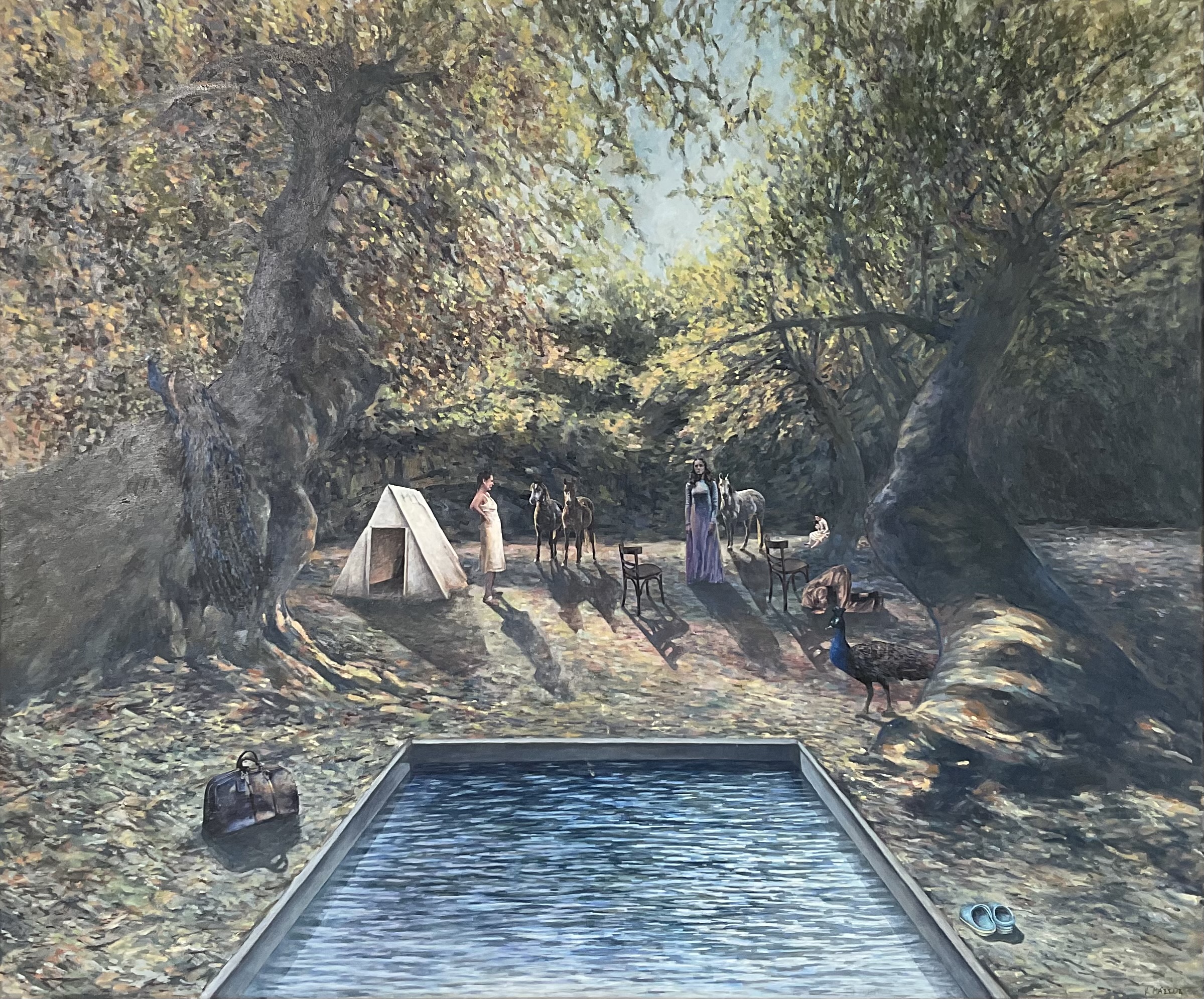 Retreat, acrylic and oil on linen canvas, 120 x 100 cm