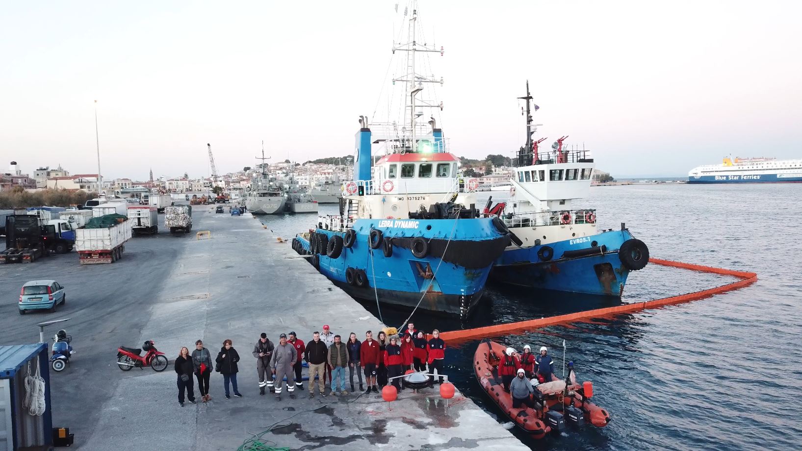 Άσκηση θαλάσσιας αντιρρύπανσης στο λιμάνι Μυτιλήνης (video)