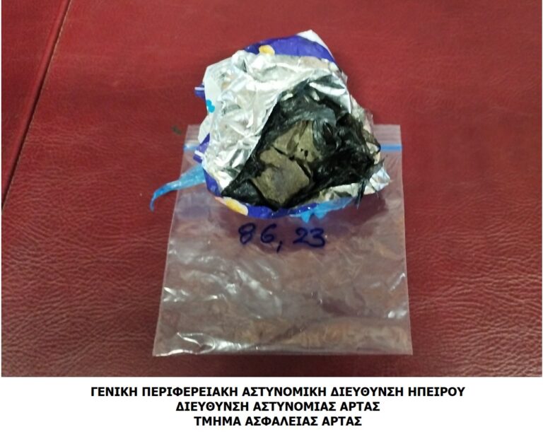 Σύλληψη δύο ατόμων στην Άρτα για διακίνηση ναρκωτικών