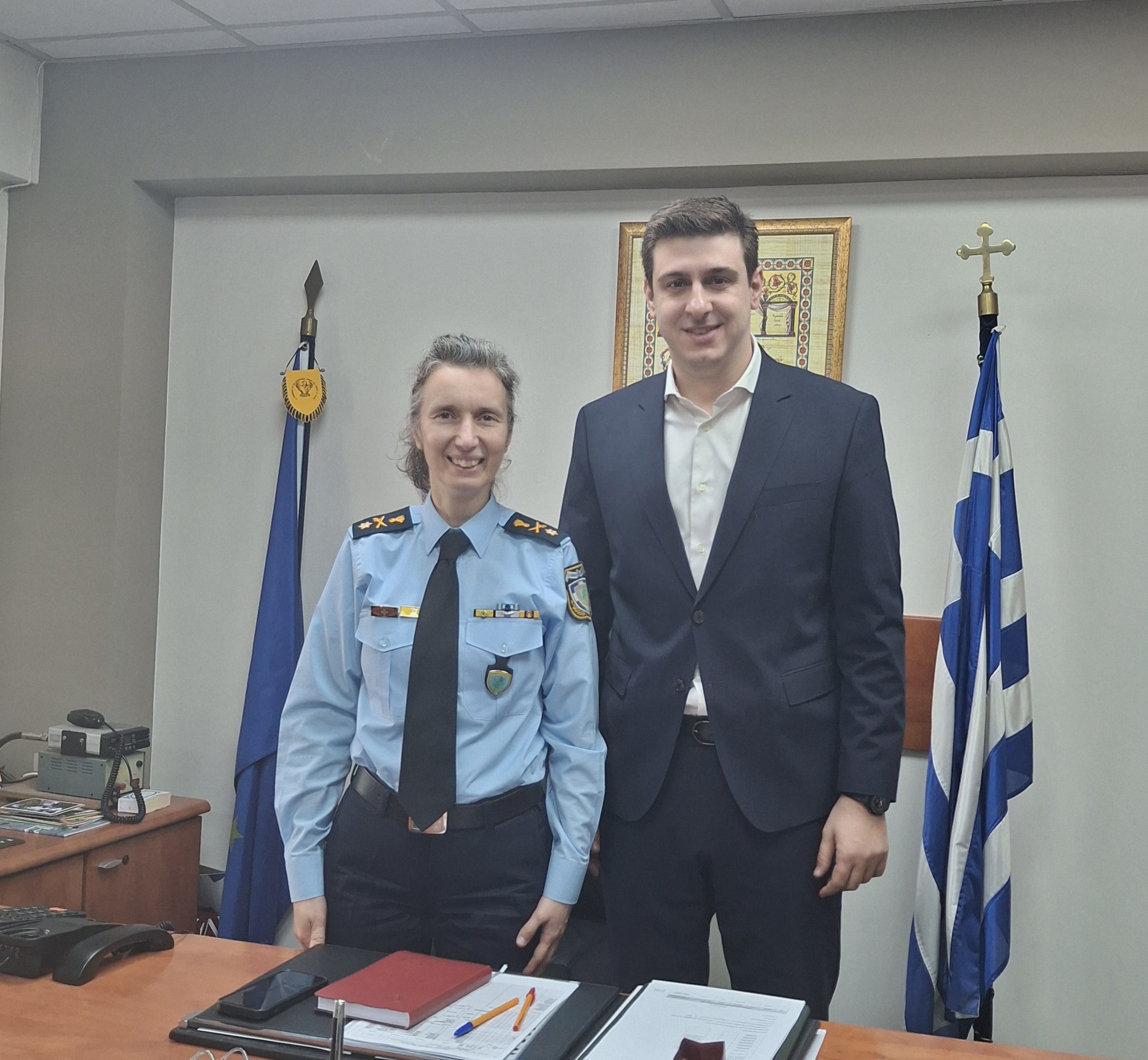 Συνάντηση Γ. Παπαγεωργίου με την διευθύντρια της Τροχαίας Θεσσαλονίκης Π.Παπαγεωργοπούλου