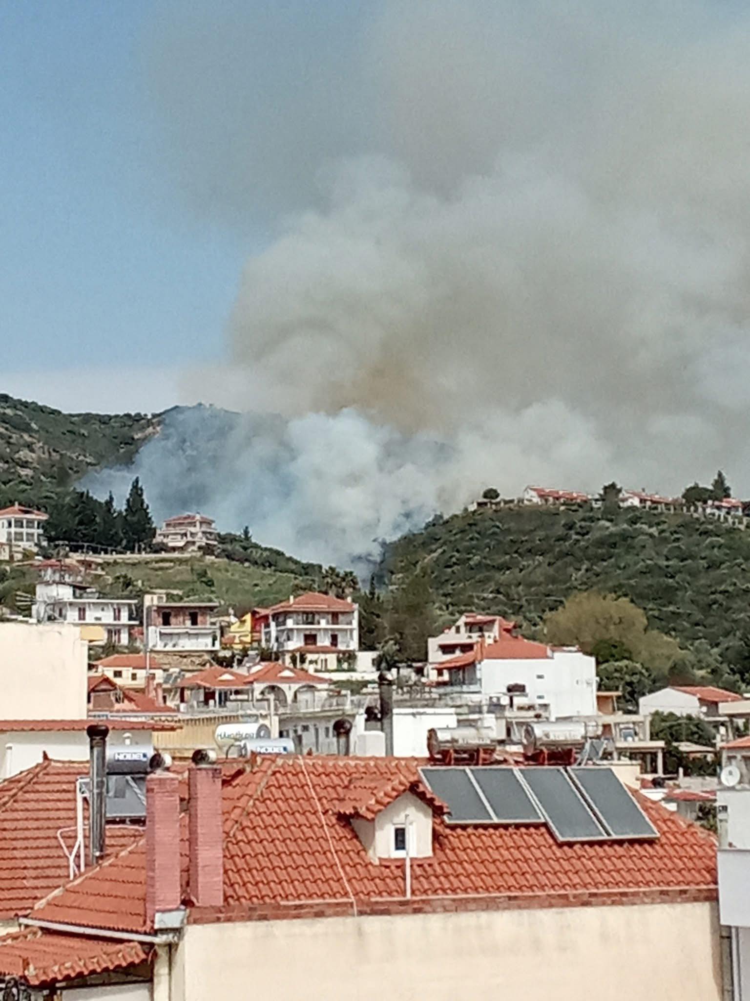 Πυρκαγια κοντά σε σπίτια στον Αστακο