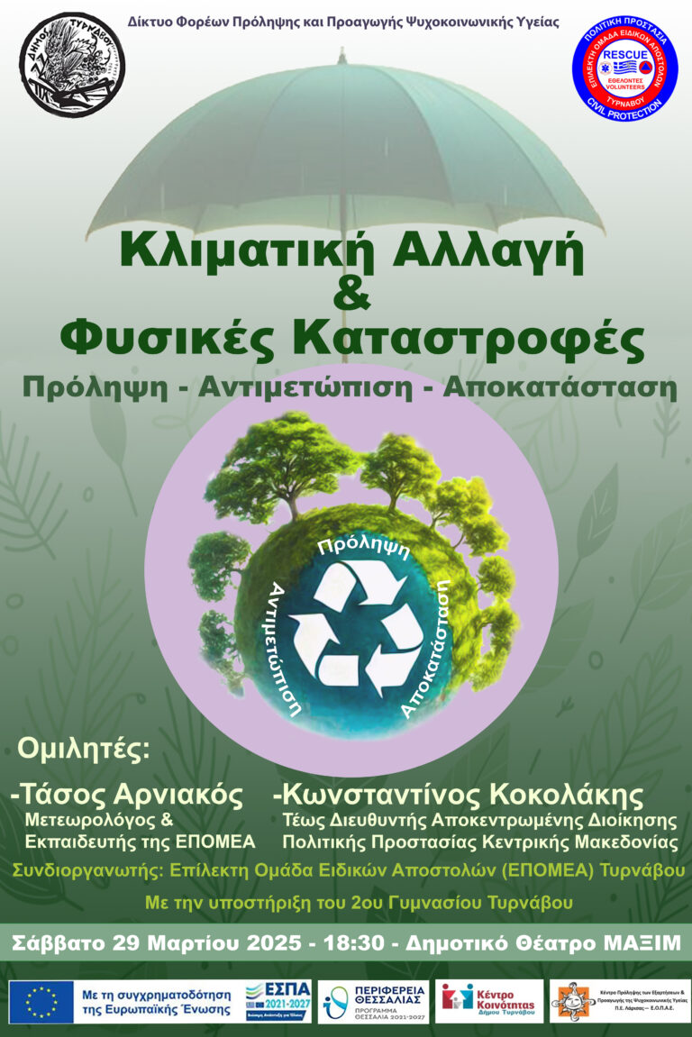 Eκδήλωση για τις κλιματική κρίση και τις φυσικές καταστροφές στον Τύρναβο