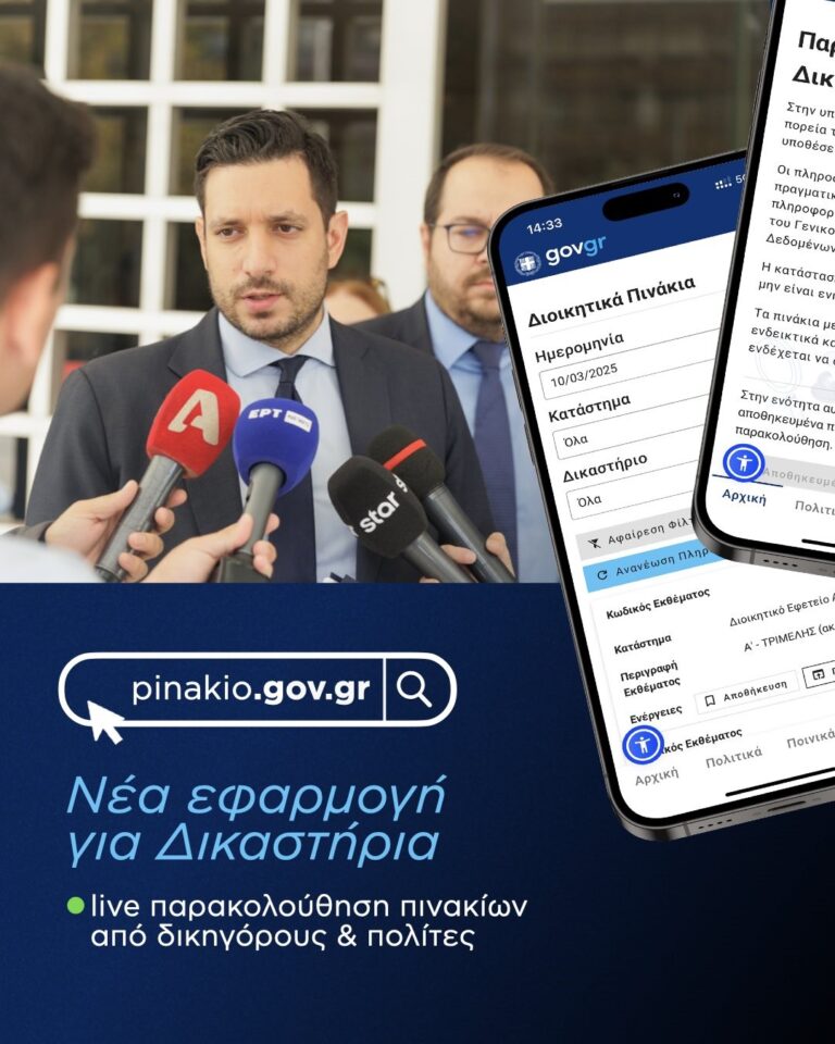 Κ. Κυρανάκης: Αποσυμφόρηση των δικαστηρίων με το pinakio.gov.gr