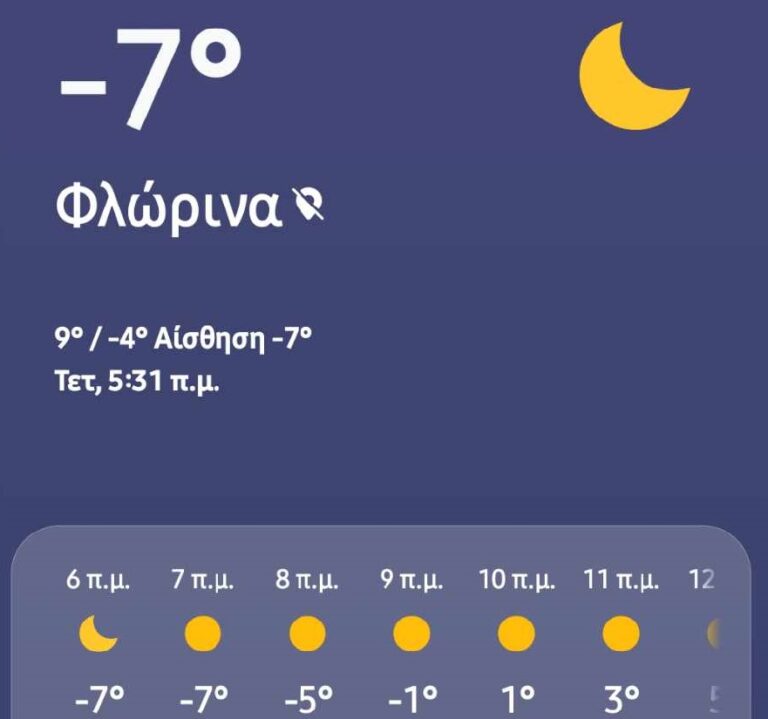 Στους -7 με ηλιοφάνεια η Φλώρινα – Προσοχή στους παγωμένους δρόμους συνιστά η Τροχαία
