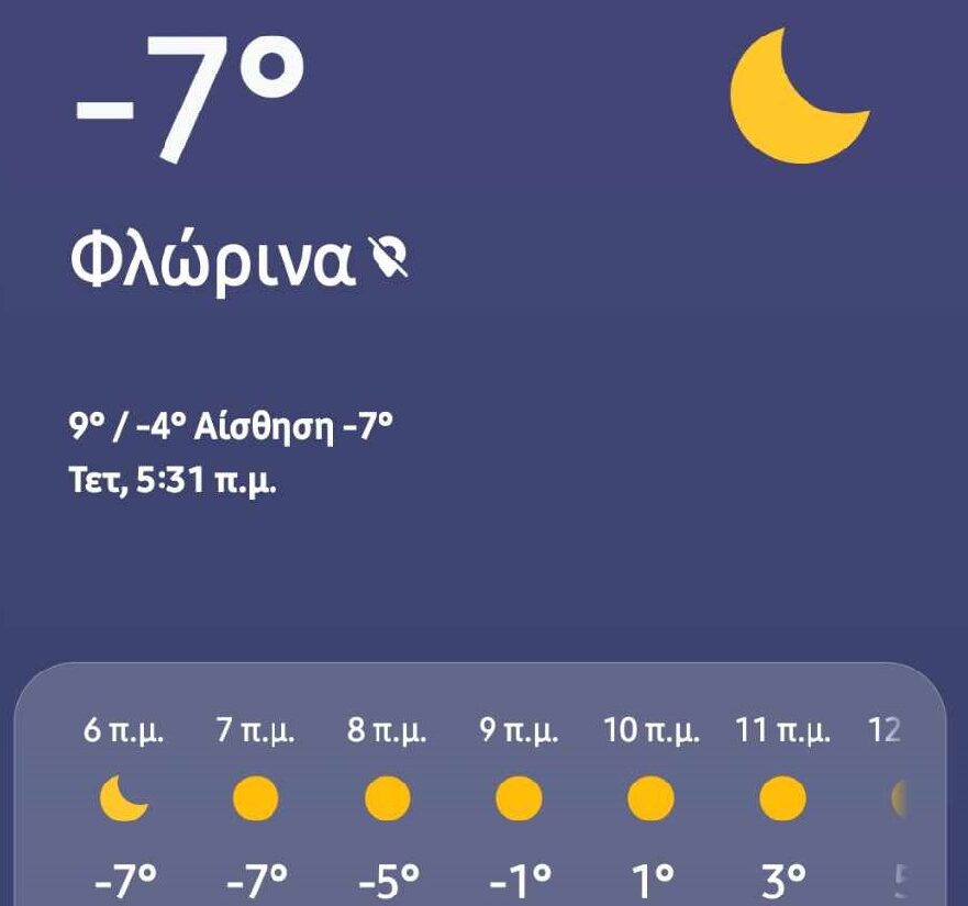 Στους -7 με ηλιοφάνεια η Φλώρινα – Προσοχή στους παγωμένους δρόμους συνιστά η Τροχαία