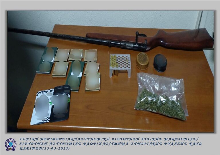 Φλώρινα: Σύλληψη 40χρονου για κατοχή ναρκωτικών και όπλων