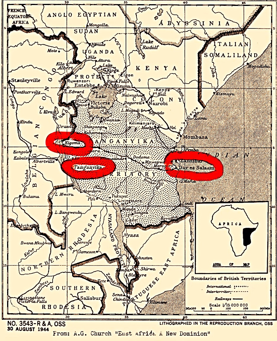 tanganyika-map Ηλίας Καϊάφας: To προσφυγικό του ταξίδι από την Ικαρία στην Ταγκανίκα το 1942 σε ηλικία επτά ετών