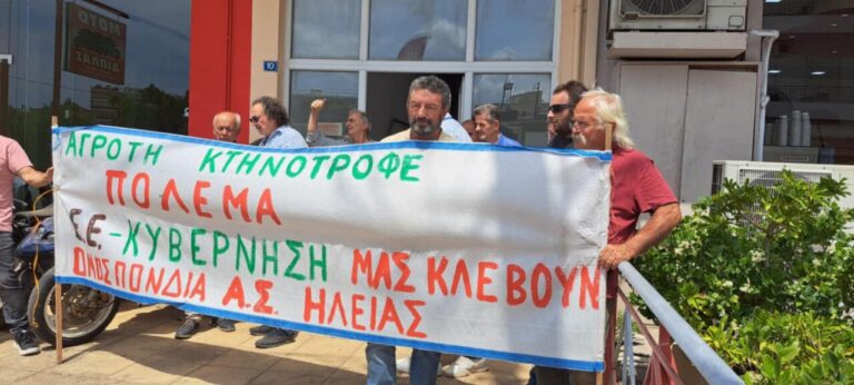 Παράσταση διαμαρτυρίας στον ΟΠΕΚΕΠΕ Πύργου από αγρότες της Ηλείας