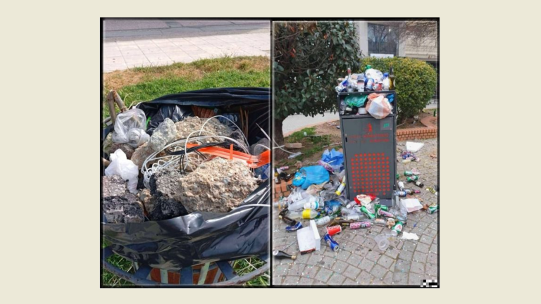 Κομοτηνή: Μπάζα και ξεχειλισμένοι κάδοι δίπλα σε παιδική χαρά