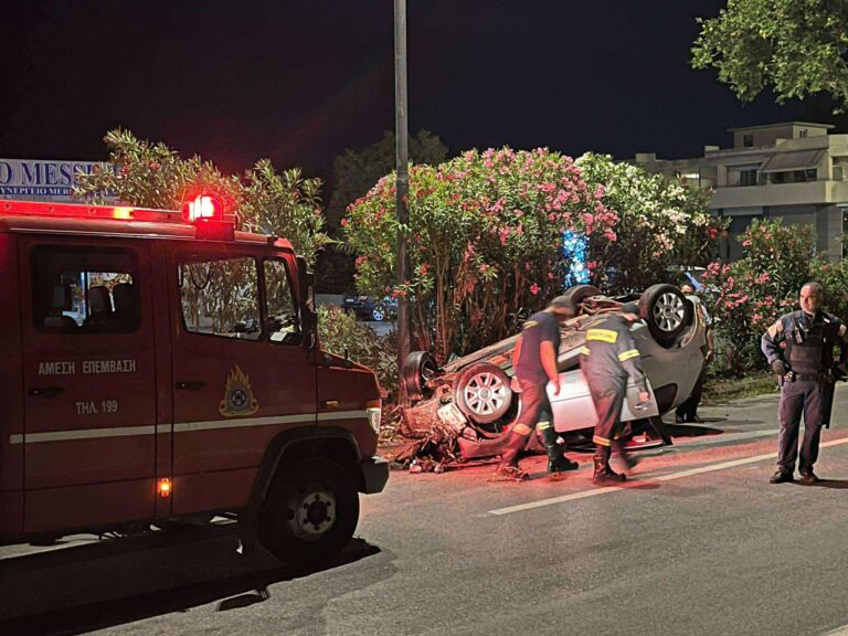 Καλαμάτα: Αυτοκίνητο αναποδογύρισε στη Νέα Είσοδο – Τραυματίστηκε ο οδηγός