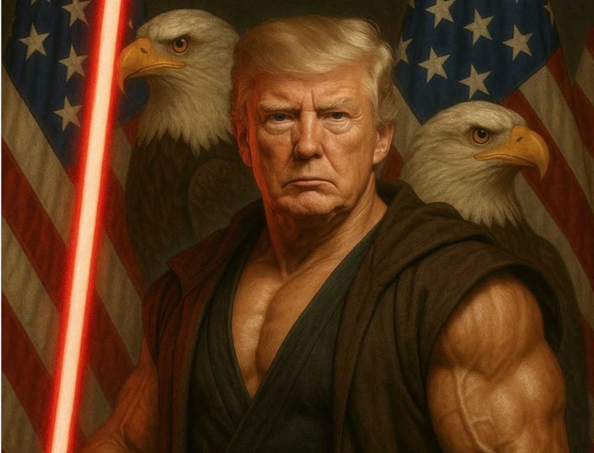 Ντ. Τραμπ: Από «πάπας», ήρωας του Star Wars χάρη στην ΑΙ – Πώς το χρώμα στο φωτόσπαθό του προκαλεί debate