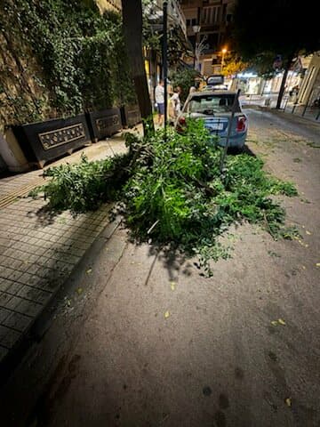 Ισχυρή καταιγίδα με αέρα και χαλάζι στο Αχλαδοχώρι Σερρών – Πτώσεις δέντρων στο κέντρο της πόλης (video)