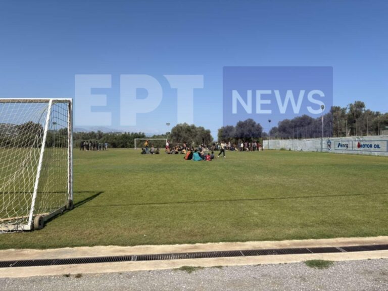 Σε ανοιχτό αθλητικό χώρο του Δήμου Ρεθύμνου οι 500 και πλέον μετανάστες που αποβιβάστηκαν στο λιμάνι της Αγ. Γαλήνης