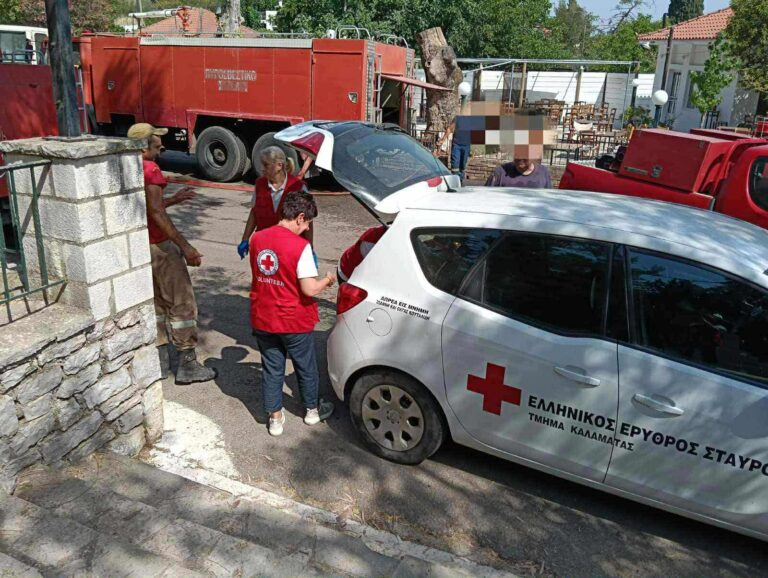 Άμεση κινητοποίηση του Ελληνικού Ερυθρού Σταυρού στη μεγάλη φωτιά στον Αετό Μεσσηνίας