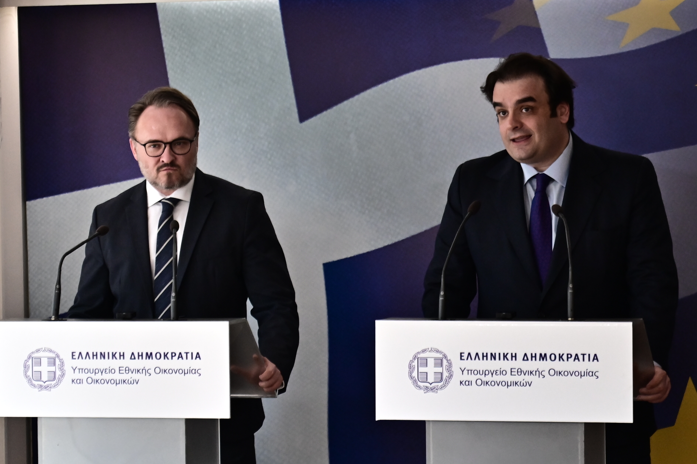 [379239] ΣΥΝΑΝΤΗΣΗ ΤΟΥ ΥΠΟΥΡΓΟΥ ΟΙΚΟΝΟΜΙΚΩΝ ΚΥΡΙΑΚΟΥ ΠΙΕΡΡΑΚΑΚΗ ΜΕ ΤΟΝ ΕΠΙΤΡΟΠΟ ΤΗΣ Ε.Ε. DAN JORGESEN    (ΚΩΣΤΑΣ ΤΖΟΥΜΑΣ/EUROKINISSI)
