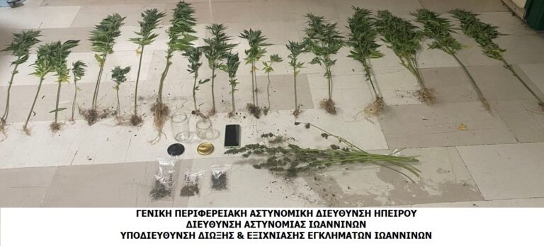 Ιωάννινα: Σύλληψη ημεδαπού για καλλιέργεια και διακίνηση ναρκωτικών