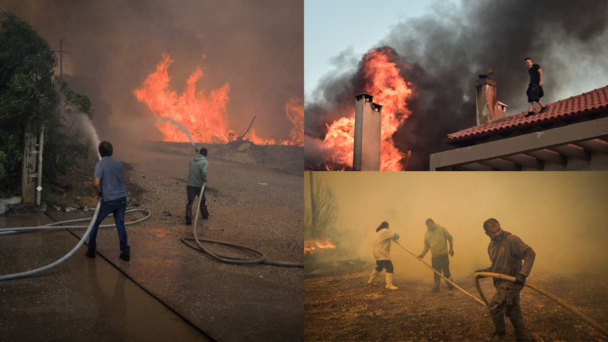 Οι πρώτες εικόνες από τις φωτιές που καίνε την Ελλάδα – Οι φλόγες «καταπίνουν» σπίτια και δάση