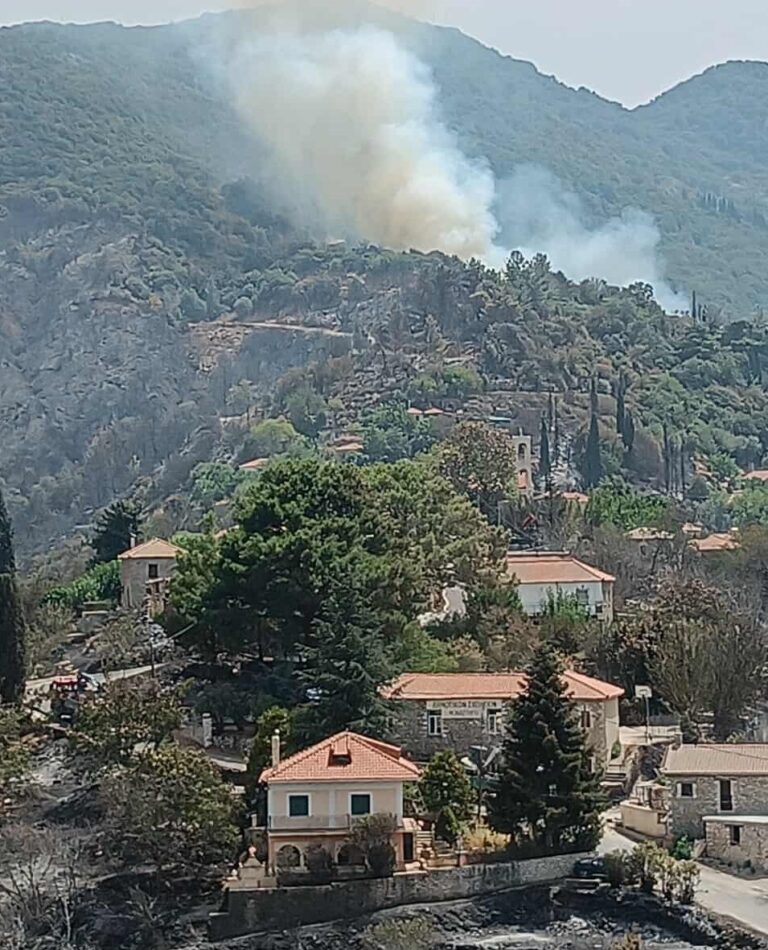 Μάχη με τις αναζωπυρώσεις στην πυρκαγιά στον Αετό Μεσσηνίας – Μάχη σπίτι-σπίτι σε Μοναστήρι και Σελλά -Χωρίς ρεύμα πολλά χωριά (βίντεο)