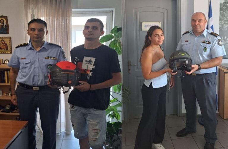 Κράνη σε δικυκλιστές από την Τροχαία Τρικάλων
