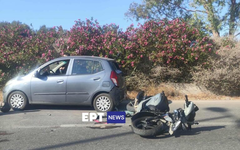 Σοβαρό τροχαίο με 2 τραυματίες στα Χανιά, μετά από σύγκρουση Ι.Χ. με μηχανάκι