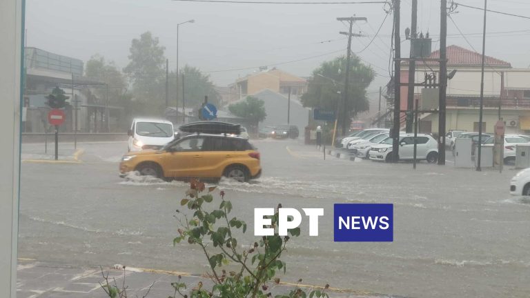 Πλημμύρισαν δρόμοι και επιχειρήσεις στην Κέρκυρα από την ισχυρή βροχή (βίντεο)