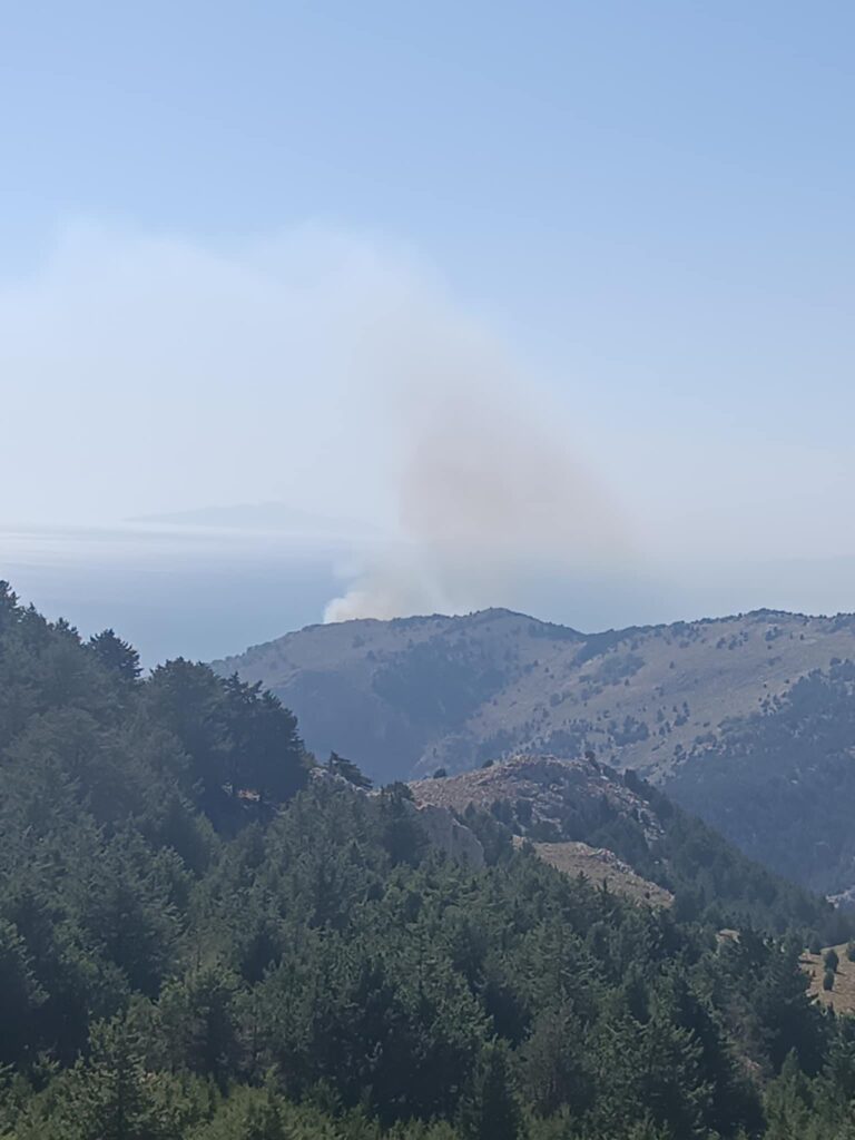 Φωτιά τώρα στη Σύμη – Επιχειρούν δασοκομάντος και εναέρια μέσα από τη Ρόδο