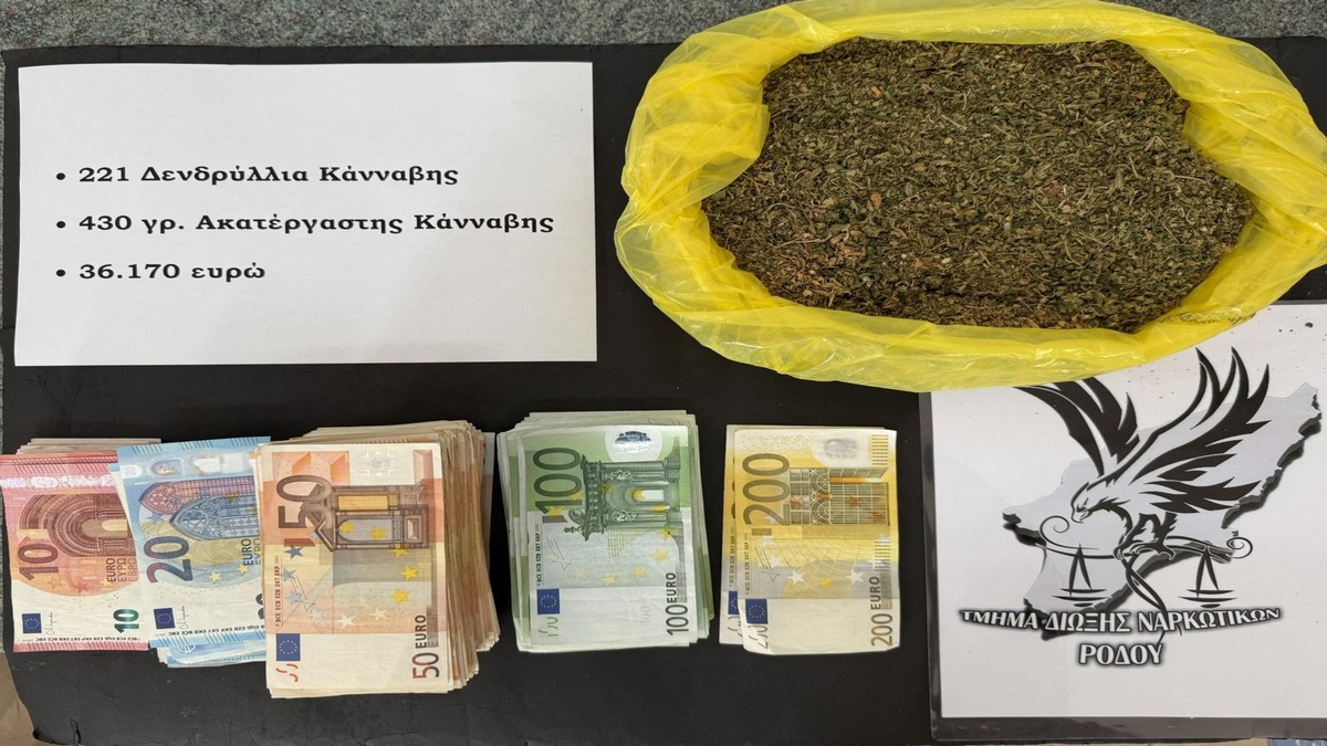Συνελήφθη 52χρονος για διακίνηση ναρκωτικών και καλλιέργεια κάνναβης στη Ρόδο