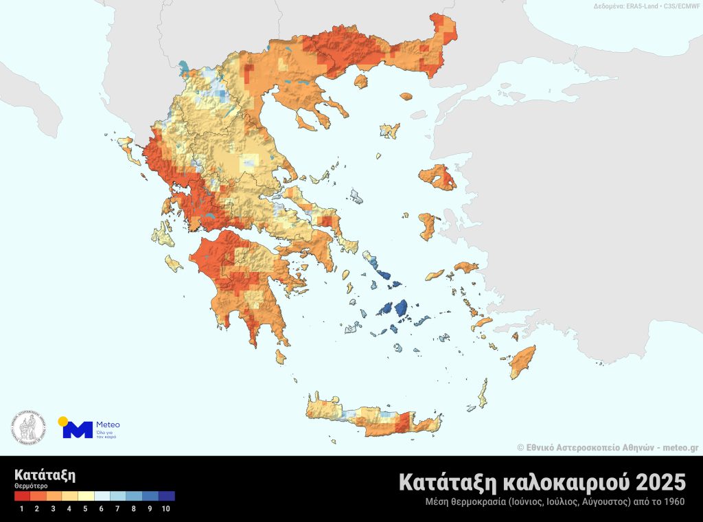 Καλοκαίρι 2025: Το τρίτο θερμότερο στην Ελλάδα από το 1960