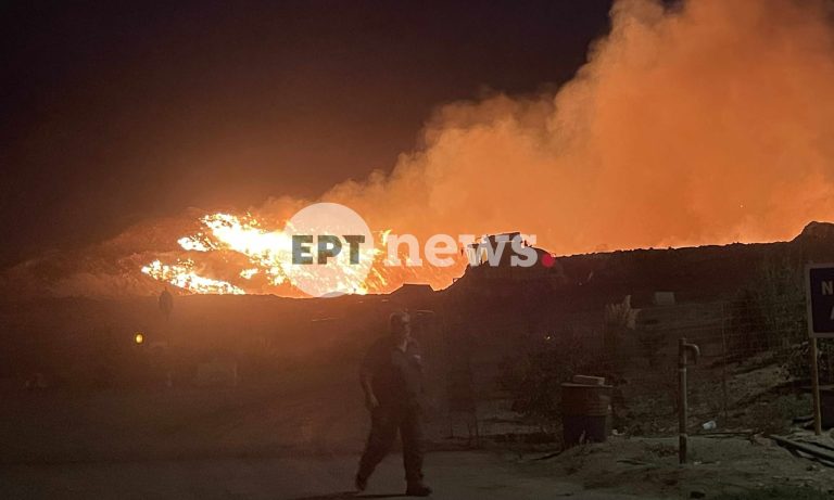 Μεγάλη φωτιά στο Ακρωτήρι Χανίων – Οριοθετήθηκε εντός της μονάδας επεξεργασίας απορριμμάτων (βίντεο)