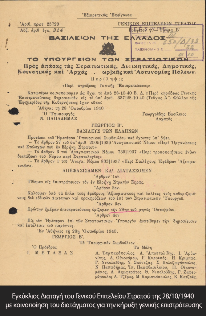 28η Οκτωβρίου 1940: Η έναρξη του ελληνοϊταλικού πολέμου – Εικόνες και έγγραφα του Στρατού Ξηράς