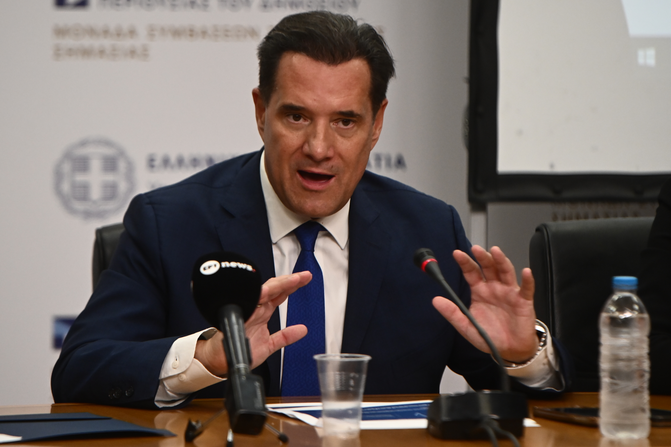 [380918] ΣΥΝΕΝΤΕΥΞΗ ΤΥΠΟΥ ΤΩΝ ΥΠΟΥΡΓΩΝ ΥΓΕΙΑΣ ΑΔΩΝΙ ΓΕΩΡΓΙΑΔΗ ΚΑΙ ΨΗΦΙΑΚΗΣ ΔΙΑΚΥΒΕΡΝΗΣΗΣ ΔΗΜΗΤΡΗ ΠΑΠΑΣΤΕΡΓΙΟΥ  (ΚΩΣΤΑΣ ΤΖΟΥΜΑΣ/EUROKINISSI)
