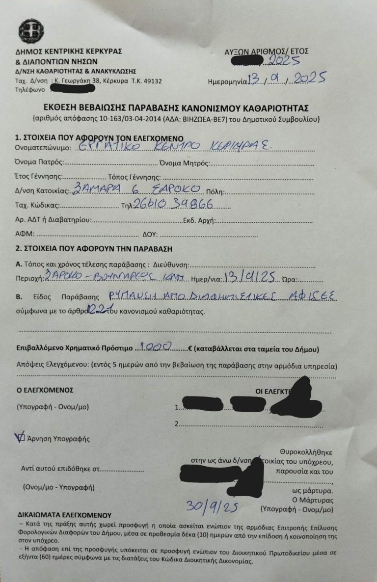 Κέρκυρα: Πρόστιμο στο Εργατικό Κέντρο για αφισορύπανση