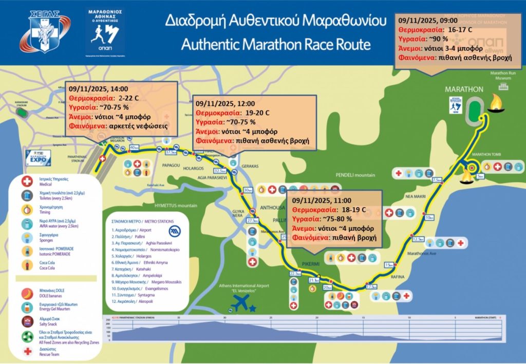 Με τι καιρό διεξάγεται ο Μαραθώνιος: Νότιοι άνεμοι και πιθανότητα βροχής