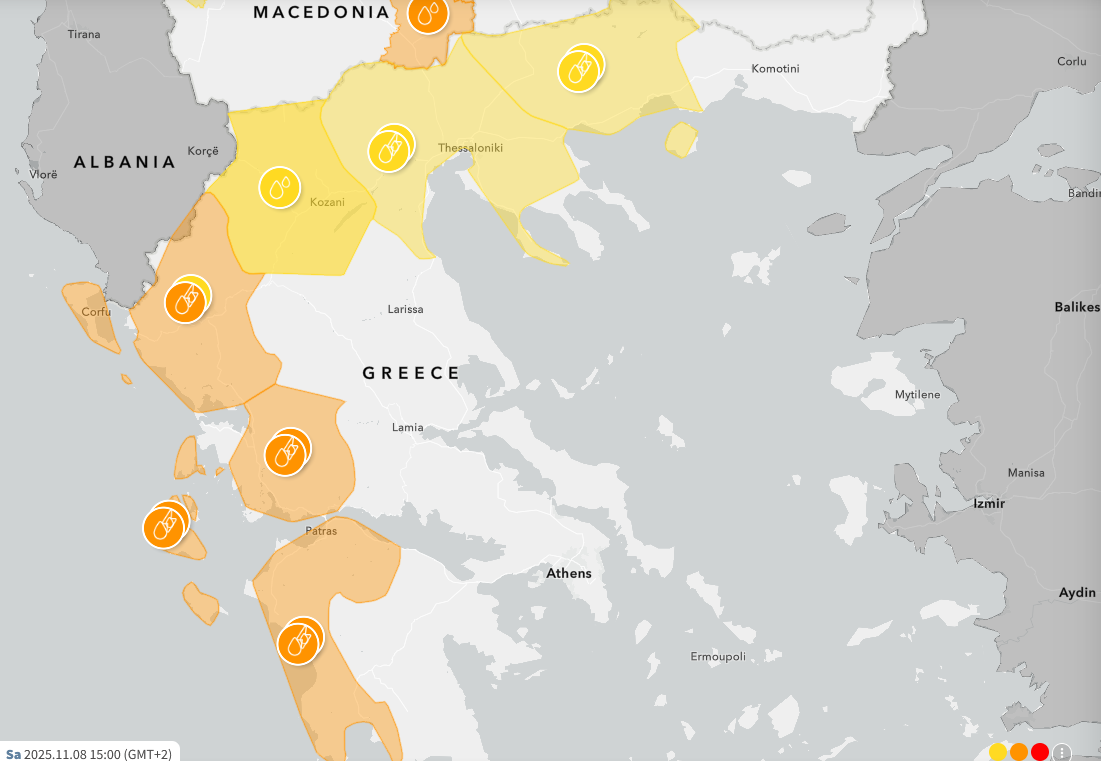 ΕΜΥ: Επικαιροποίηση του έκτακτου δελτίου επιδείνωσης – Σε ποιες περιοχές  προβλέπονται ισχυρές βροχές και καταιγίδες