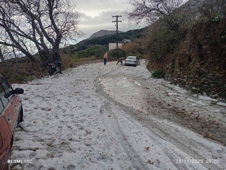 Έντονη βροχή και χαλάζι προκάλεσαν προβλήματα στην Ικαρία