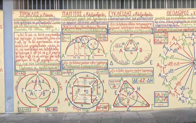 Καλαμάτα: Γεωμετρικά σχήματα και αποσπάσματα αρχαίων κειμένων ομορφαίνουν τοίχους Γυμνασίου