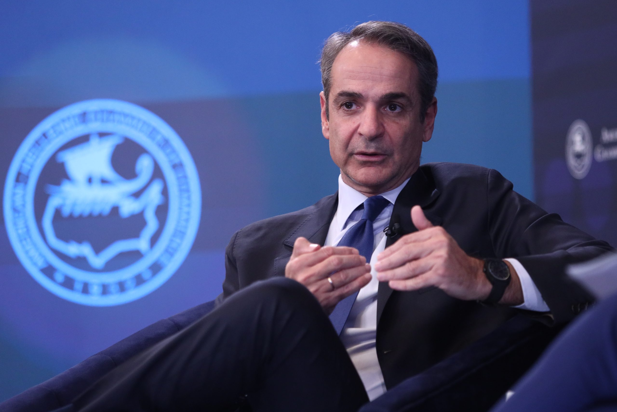 [382624] ΣΥΖΗΤΗΣΗ ΤΟΥ ΠΡΩΘΥΠΟΥΡΓΟΥ ΚΥΡΙΑΚΟΥ ΜΗΤΣΟΤΑΚΗ ΜΕ ΤΟΝ ΠΡΟΕΔΡΟ ΤΟΥ ΕΛΛΗΝΟΑΜΕΡΙΚΑΝΙΚΟΥ ΕΠΙΜΕΛΗΤΗΡΙΟΥ ΓΙΑΝΝΗ ΣΑΡΑΚΑΚΗ ΣΤΟ ΠΛΑΙΣΙΟ ΤΟΥ 36ου GREEK ECONOMIC SUMMIT  (ΓΙΑΝΝΗΣ ΠΑΝΑΓΟΠΟΥΛΟΣ/EUROKINISSI)