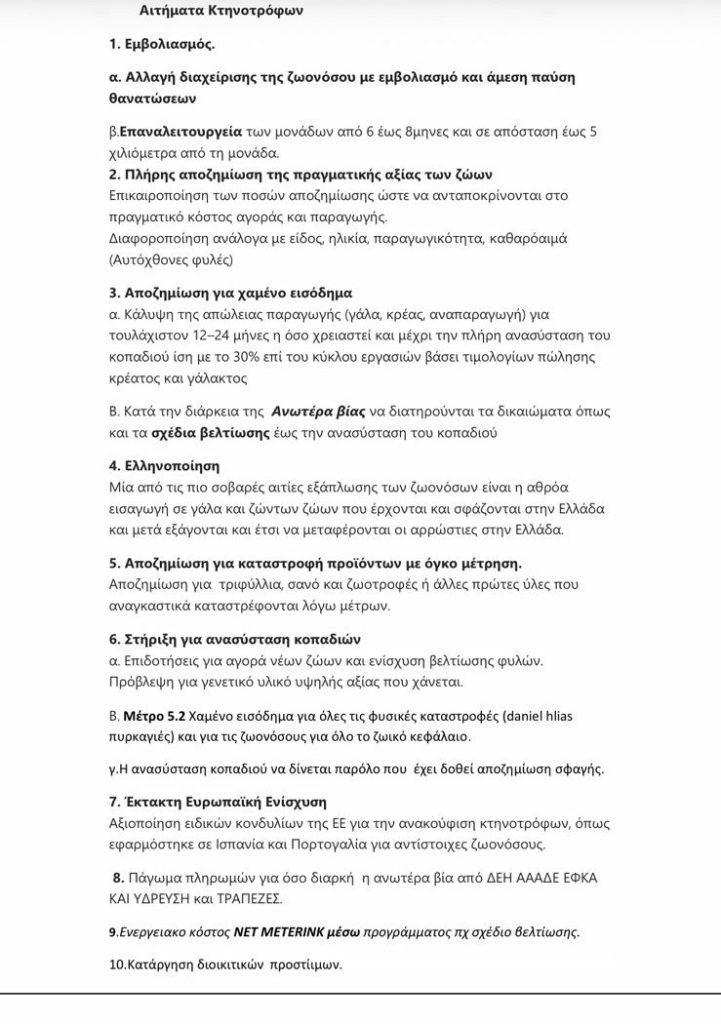 Η λίστα με τα αιτήματα των αγροτών – Τι ζητούν από την κυβέρνηση