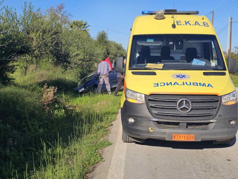 Εκτροπή αυτοκινήτου στα Σαβάλια Ήλιδας