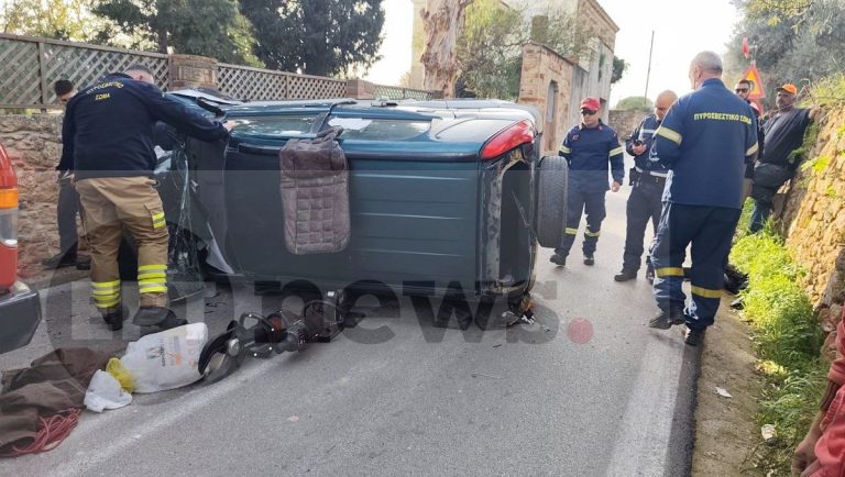 Χίος: Απεγκλωβισμός οδηγού που οδηγούσε με γύψο στο πόδι, μετά από τροχαίο