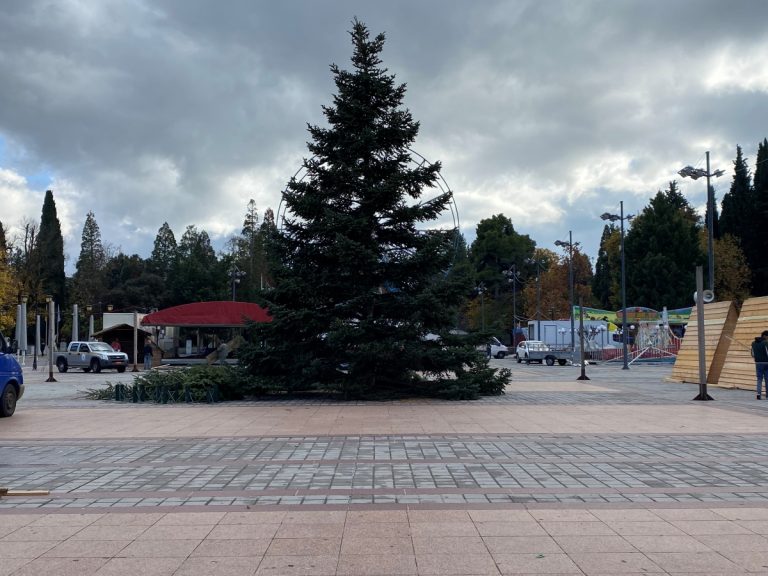 Φωταγωγείται το χριστουγεννιάτικο δέντρο της Τρίπολης