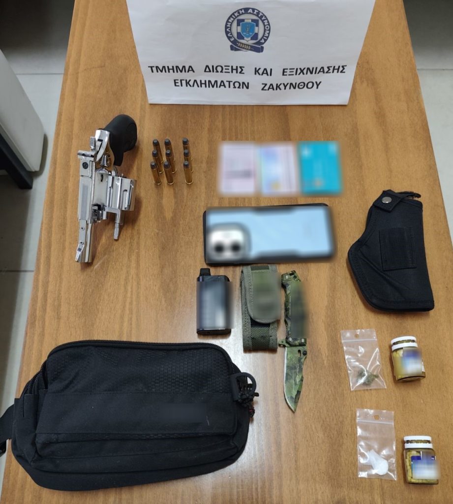 Ζάκυνθος: Δυο συλλήψεις για εκβίαση, απειλή, εξύβριση, όπλα και ναρκωτικά