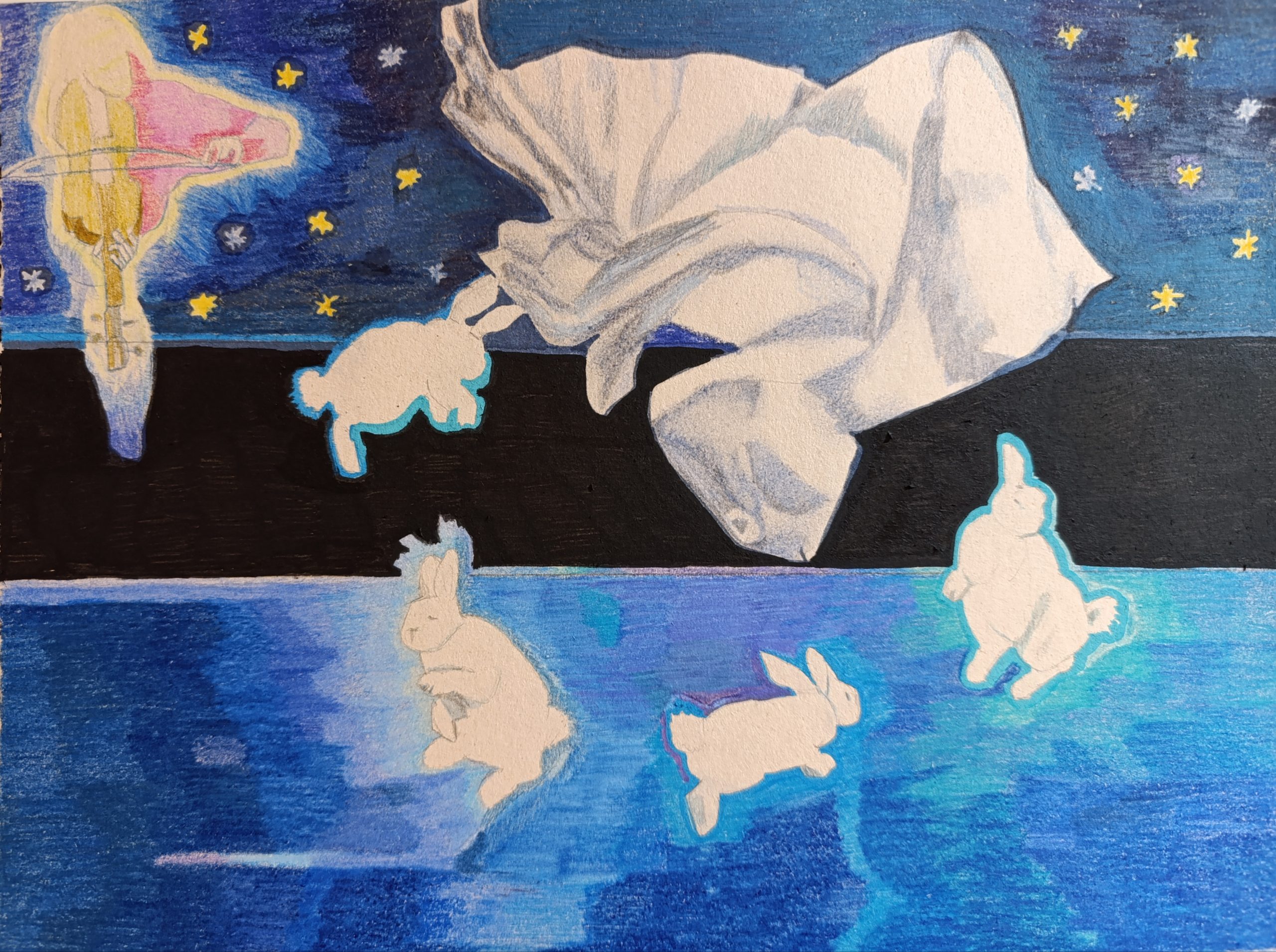 in-between-25-35ek-se-korniza-50-55ek-xromatista-molyvia-se-xartoni-2025 Εικαστική έκθεση “My short allegories in process” από τη Σοφία Ρόουζ Κοσμίδου