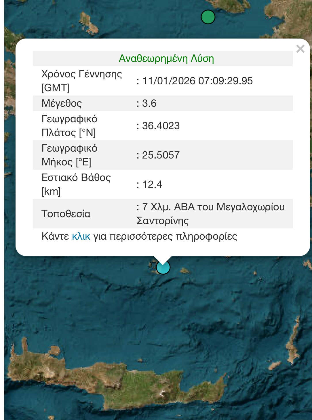 Σεισμός 3,6 Ρίχτερ στη Σαντορίνη