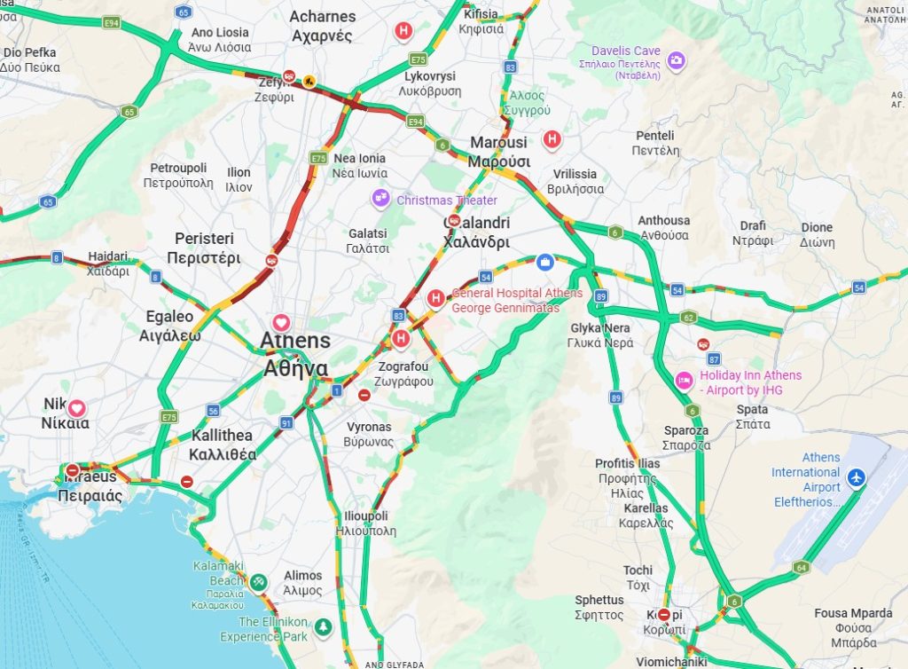 Στο «κόκκινο» η κίνηση σε Κηφισό και Αττική Οδό – Μεγάλες καθυστερήσεις