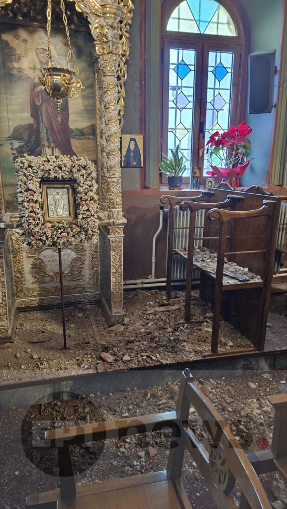 Χίος: «Λαβωμένος» από την κακοκαιρία ο Ι.Ν. Αγίου Μάρκου, που συμμετέχει και στο ρουκετοπόλεμο